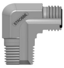 32.10.30. Adaptador a 90° Macho NPT - Macho Asiento Plano