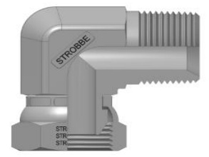 32.16.10. Adaptador a 90° Hembra Giratoria NPS - Macho NPT